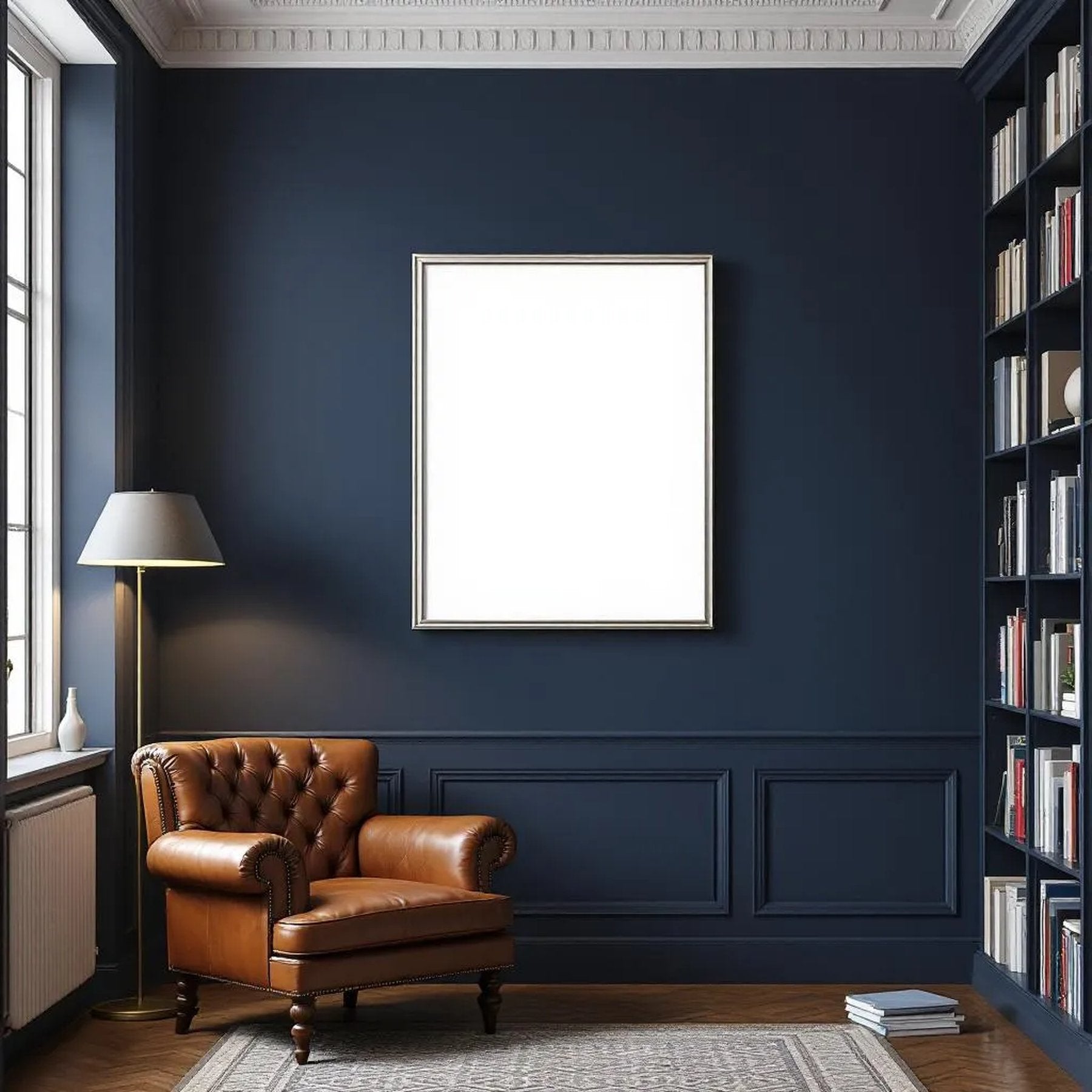 Library & Study Professional Frame Mockup — Plain Square Frame Landscape 3:4 — Right-Angled Perspective — #04855 | MockupBulk
