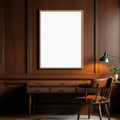 Library & Study Interior Frame Mockup — Plain Square Frame Portrait 5:7 — Right-Angled Perspective — #04856 | MockupBulk