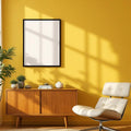 Mid-Century Modern Professional Frame Mockup — Plain Square Frame Portrait 2:3 — Right-Angled Perspective — #04930 | MockupBulk