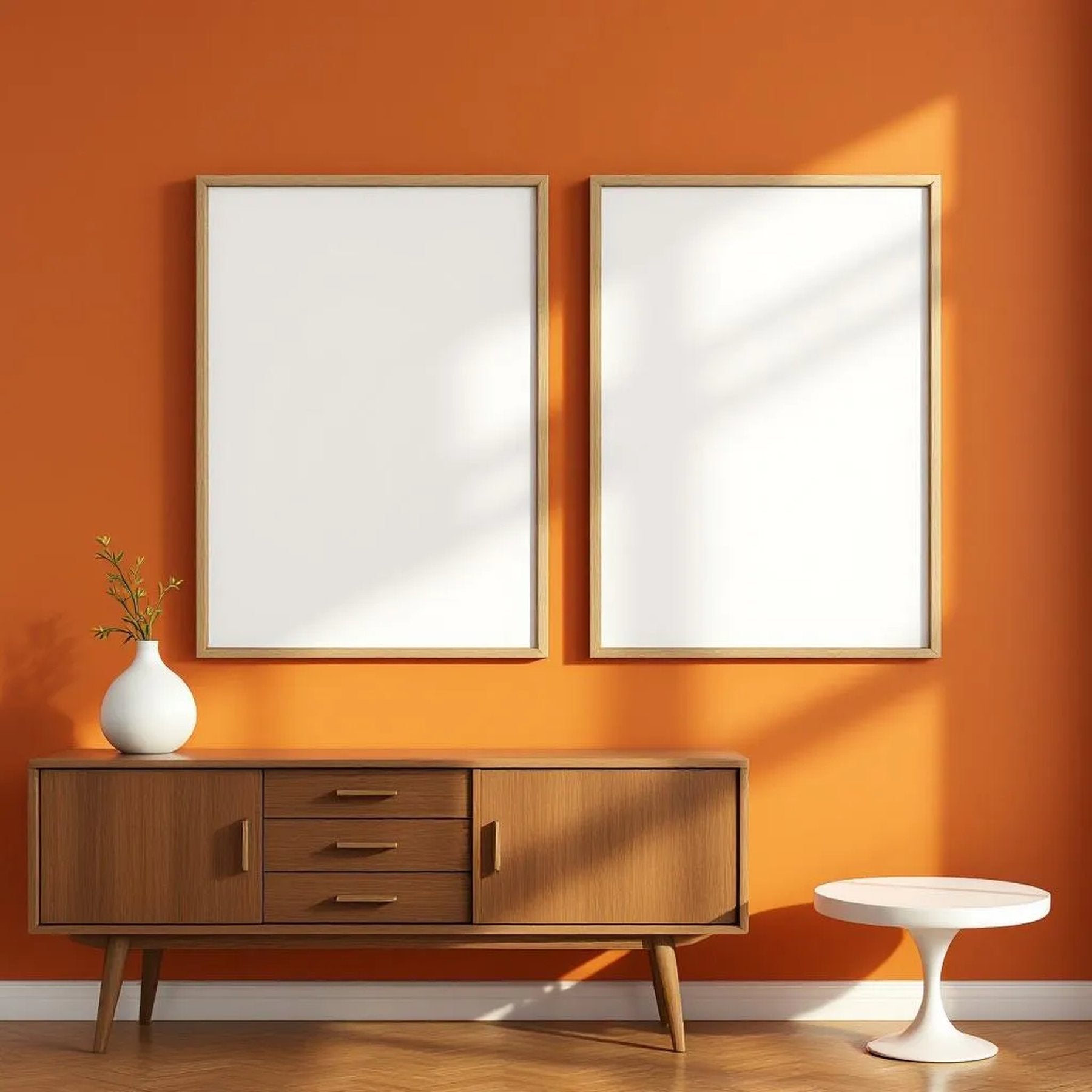 Mid-Century Modern Frame Display Mockup — Plain Square Frame Portrait 2:3 — Right-Angled Perspective — #04932 | MockupBulk