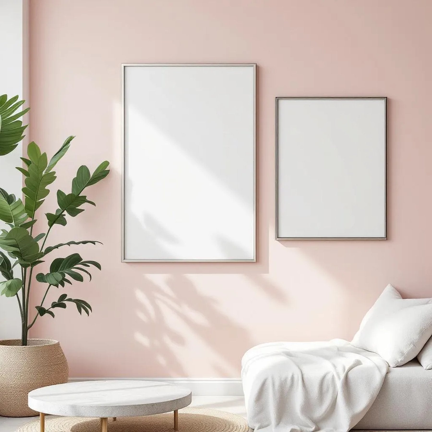 Minimalist White Frame Display Mockup — Plain Square Frame Portrait 2:3 — Right-Angled Perspective — #04455 | MockupBulk
