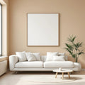 Minimalist White Interior Frame Mockup — Plain Square Frame Portrait 2:3 — Right-Angled Perspective — #04456 | MockupBulk