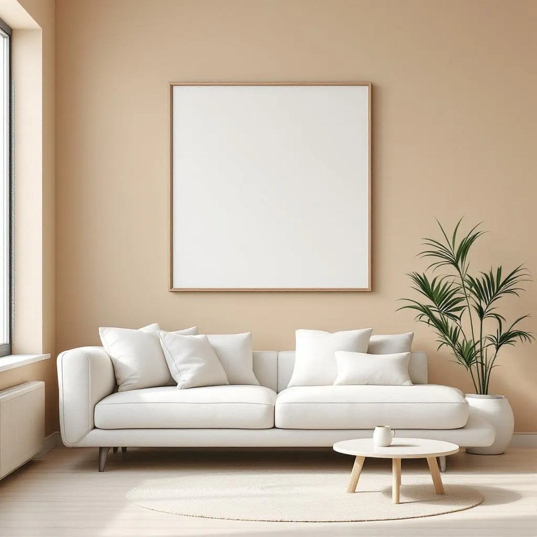 Minimalist White Interior Frame Mockup — Plain Square Frame Portrait 2:3 — Right-Angled Perspective — #04456 | MockupBulk