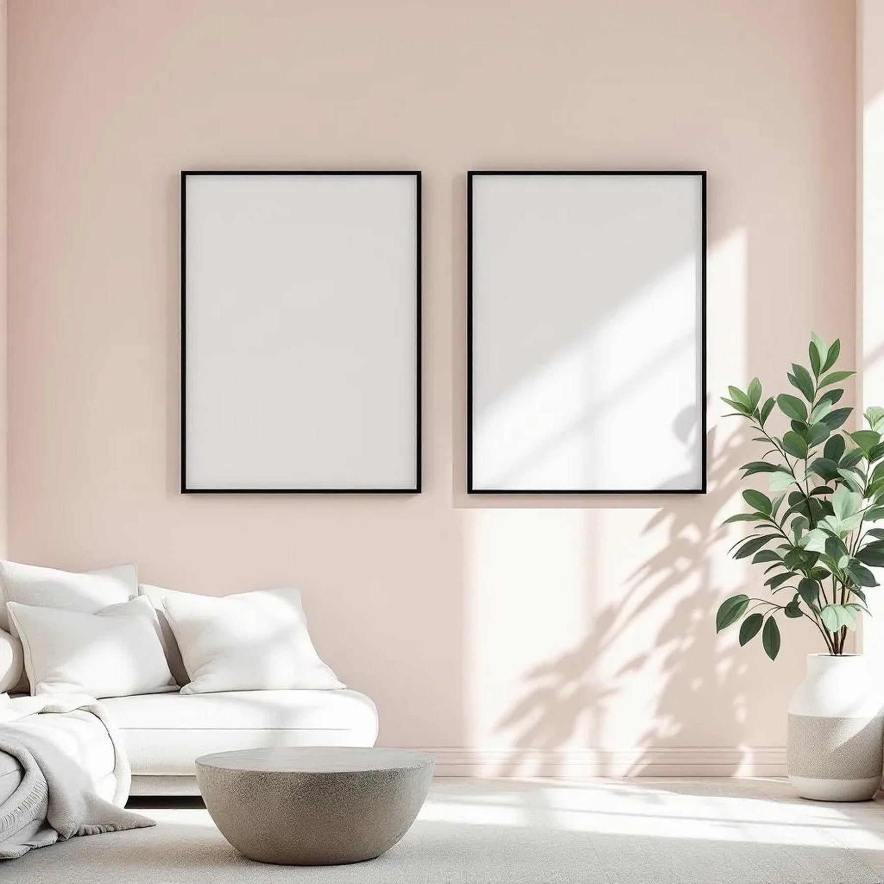 Minimalist White Professional Frame Mockup — Plain Square Frame Portrait 2:3 — Right-Angled Perspective — #04458 | MockupBulk