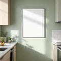 Modern Kitchen Editorial Room Mockup — Plain Square Frame Portrait 2:3 — Right-Angled Perspective — #04879 | MockupBulk