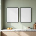 Modern Kitchen High-Res Frame Mockup — Plain Square Frame Square 1:1 — Right-Angled Perspective — #04882 | MockupBulk