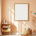 Nursery Styled Room Mockup — Plain Square Frame Portrait 2:3 — Right-Angled Perspective — #04654 | MockupBulk
