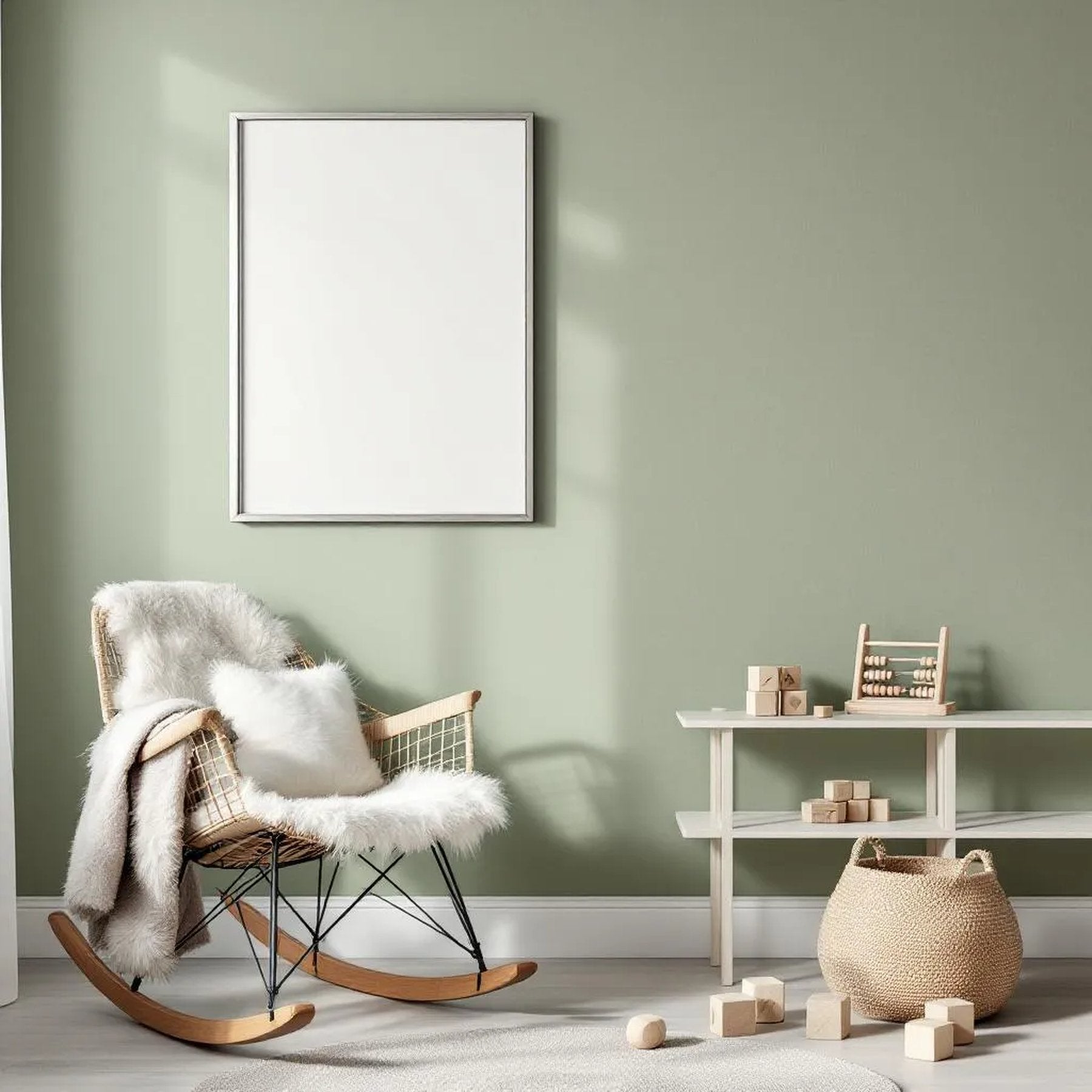 Nursery Frame Display Mockup — Plain Square Frame Portrait 2:3 — Right-Angled Perspective — #04655 | MockupBulk