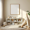 Nursery Interior Frame Mockup — Plain Square Frame Portrait 2:3 — Right-Angled Perspective — #04656 | MockupBulk