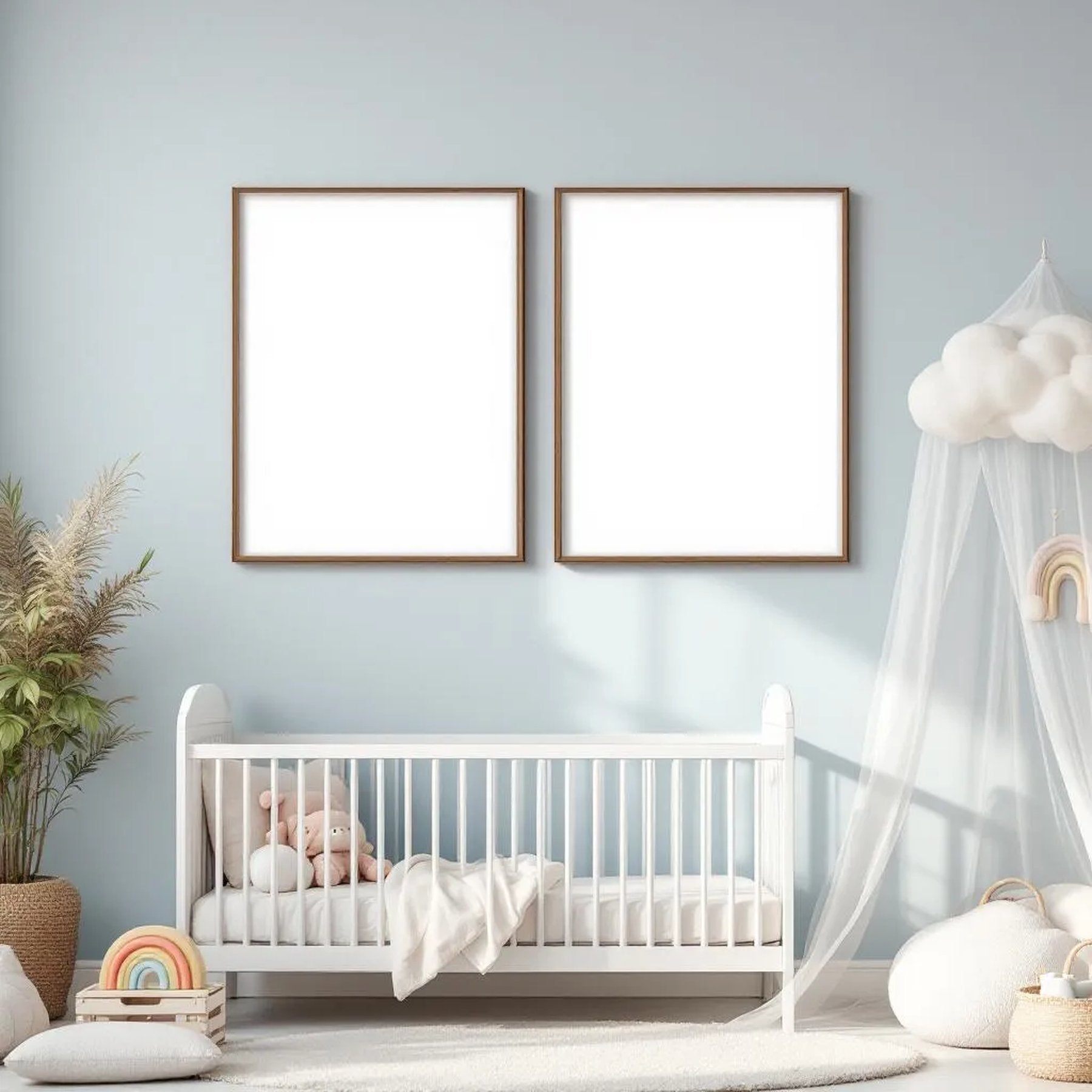 Nursery Lifestyle Frame Mockup — Plain Square Frame Portrait 2:3 — Right-Angled Perspective — #04657 | MockupBulk