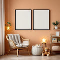 Nursery Wall Art Mockup — Plain Square Frame Portrait 2:3 — Right-Angled Perspective — #04658 | MockupBulk