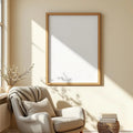 Reading Nook High-Res Frame Mockup — Plain Square Frame Square 1:1 — Right-Angled Perspective — #04780 | MockupBulk