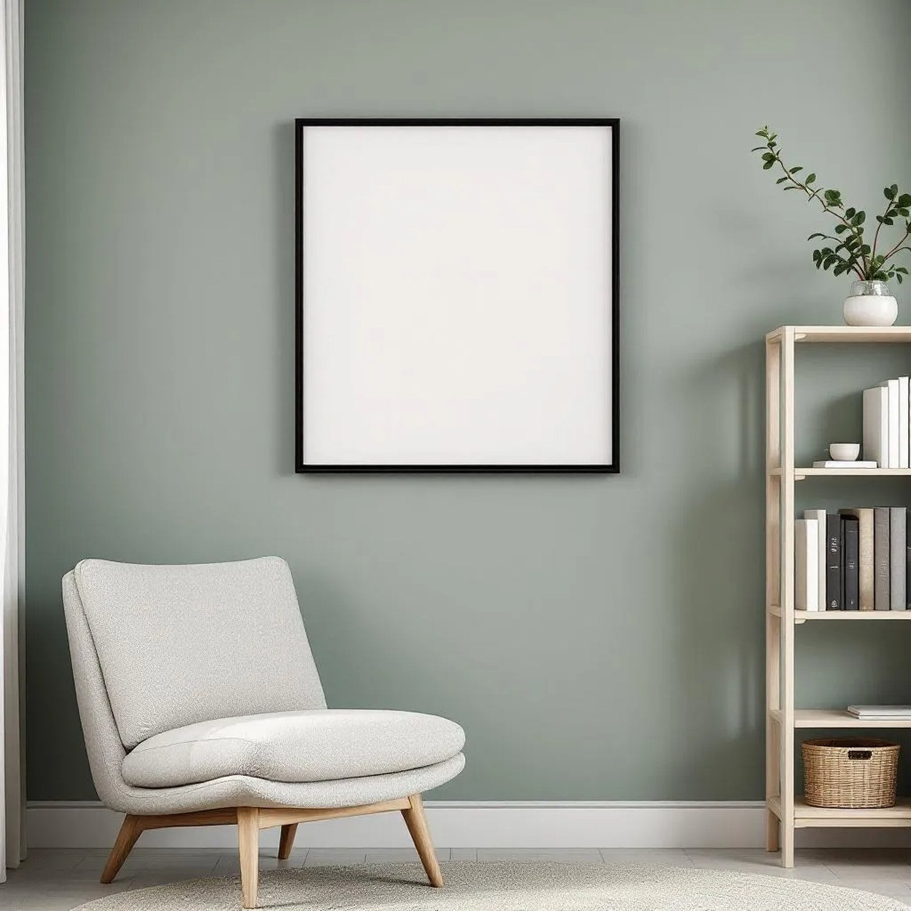 Scandinavian Editorial Room Mockup — Plain Square Frame Portrait 2:3 — Right-Angled Perspective — #04481 | MockupBulk