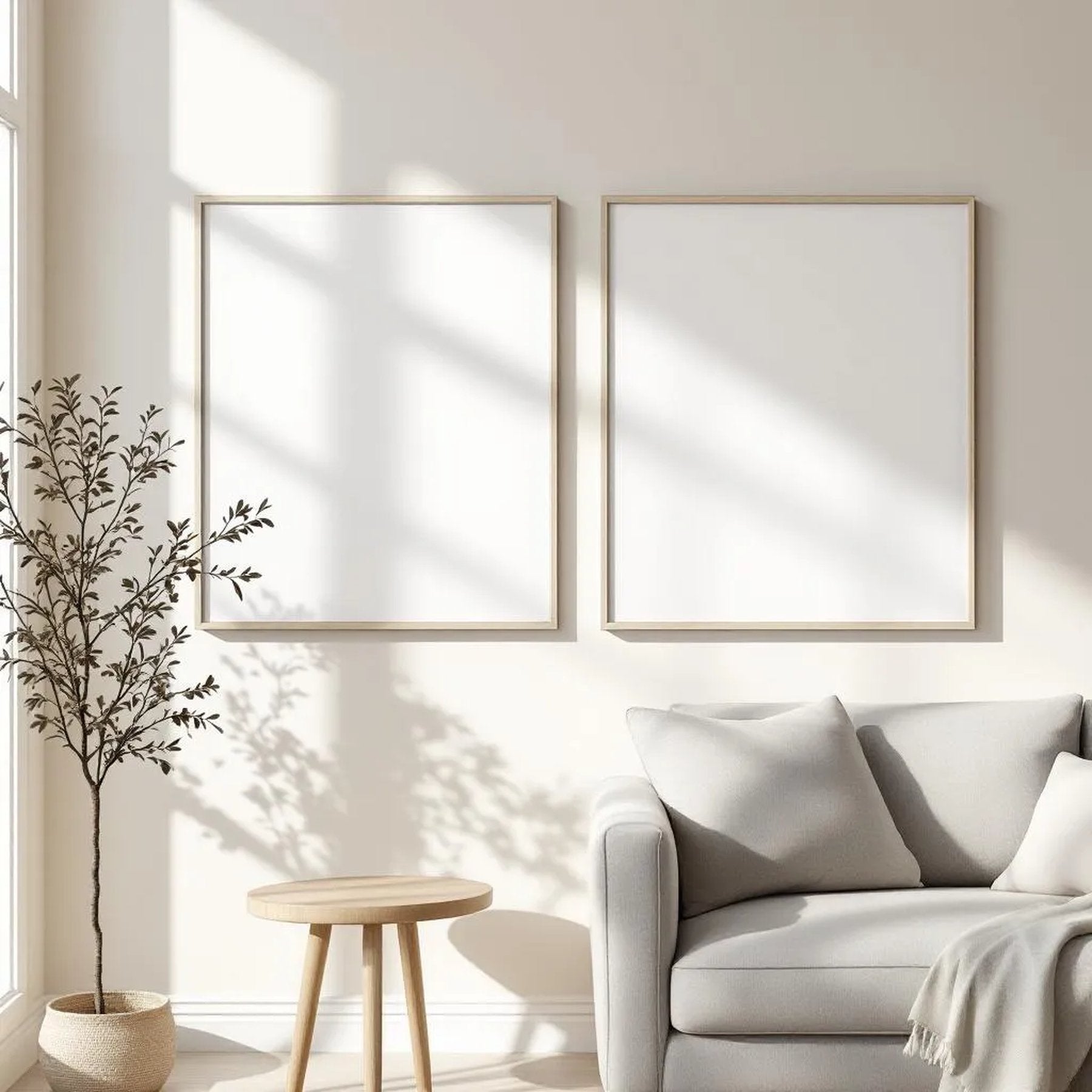 Scandinavian Styled Room Mockup — Plain Square Frame Square 1:1 — Right-Angled Perspective — #04483 | MockupBulk