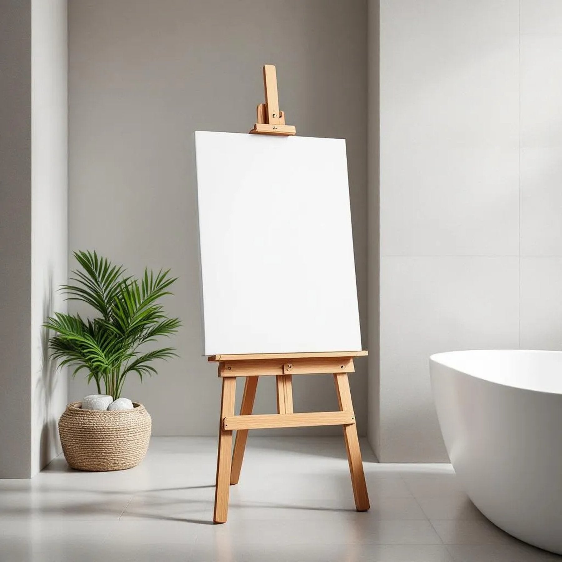 Spa Bathroom Interior Frame Mockup — Plain Square Frame Portrait 2:3 — Perspective View — #03037 | MockupBulk