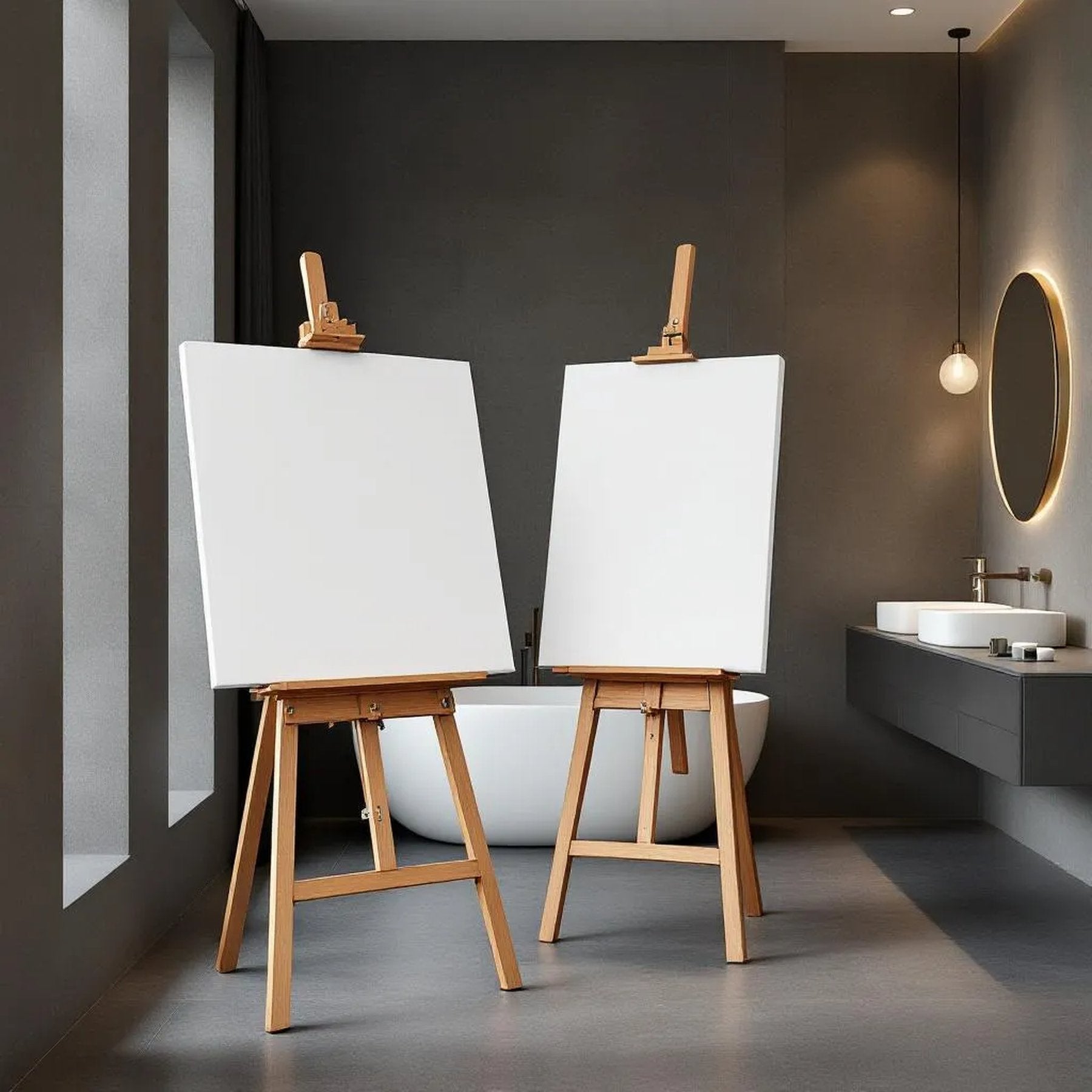 Spa Bathroom Interior Frame Mockup — Plain Square Frame Portrait 4:5 — Perspective View — #03041 | MockupBulk