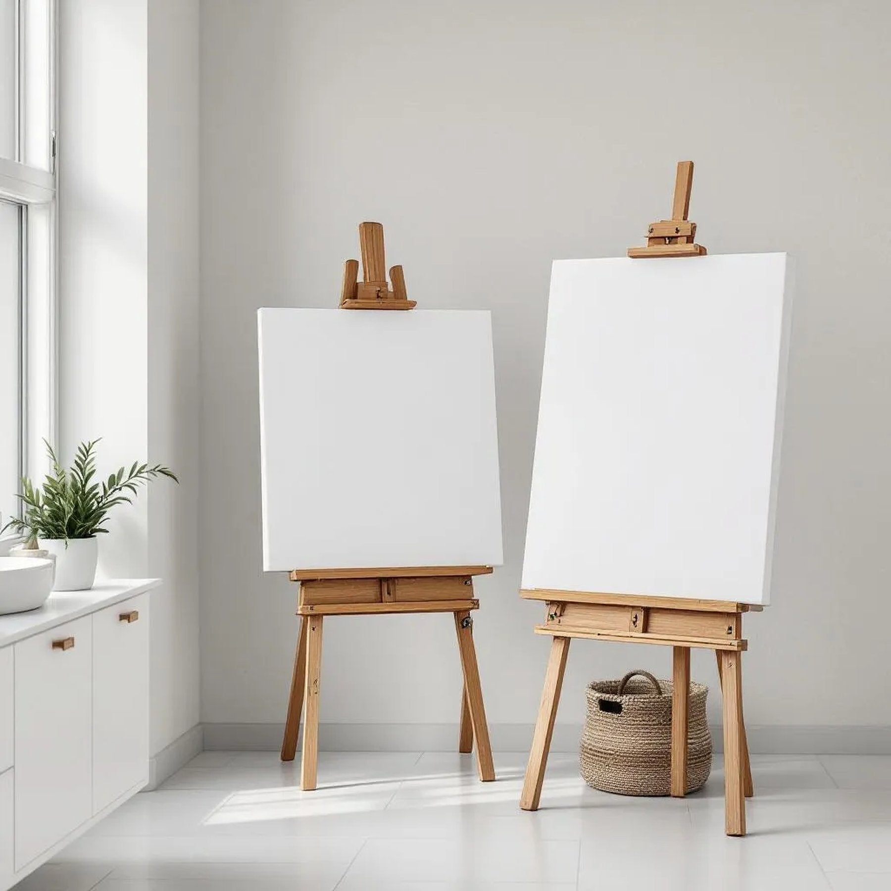 Spa Bathroom Room Scene Mockup — Plain Square Frame Portrait 5:7 — Perspective View — #03042 | MockupBulk