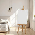 White Bedroom Editorial Room Mockup — Plain Square Frame Square 1:1 — Perspective View — #02773 | MockupBulk