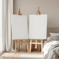 White Bedroom Room Scene Mockup — Plain Square Frame Portrait 2:3 — Perspective View — #02777 | MockupBulk