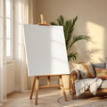 Boho Living Room Room Scene Mockup — Plain Square Frame Portrait 2:3 — Perspective View — #03133 | MockupBulk