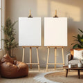 Boho Living Room Styled Room Mockup — Plain Square Frame Portrait 4:5 — Perspective View — #03138 | MockupBulk