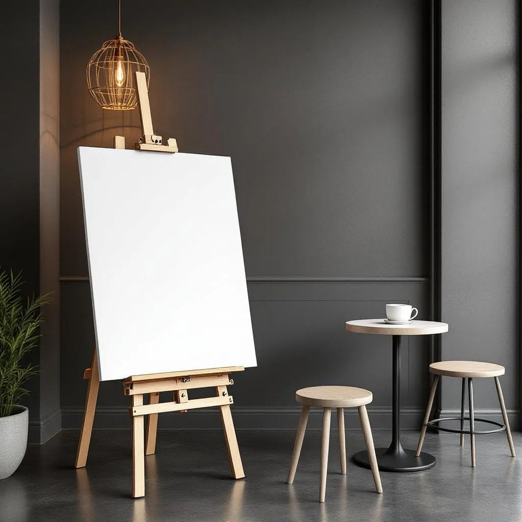 Cafe & Bar Frame Display Mockup — Plain Square Frame Portrait 2:3 — Perspective View — #03061 | MockupBulk