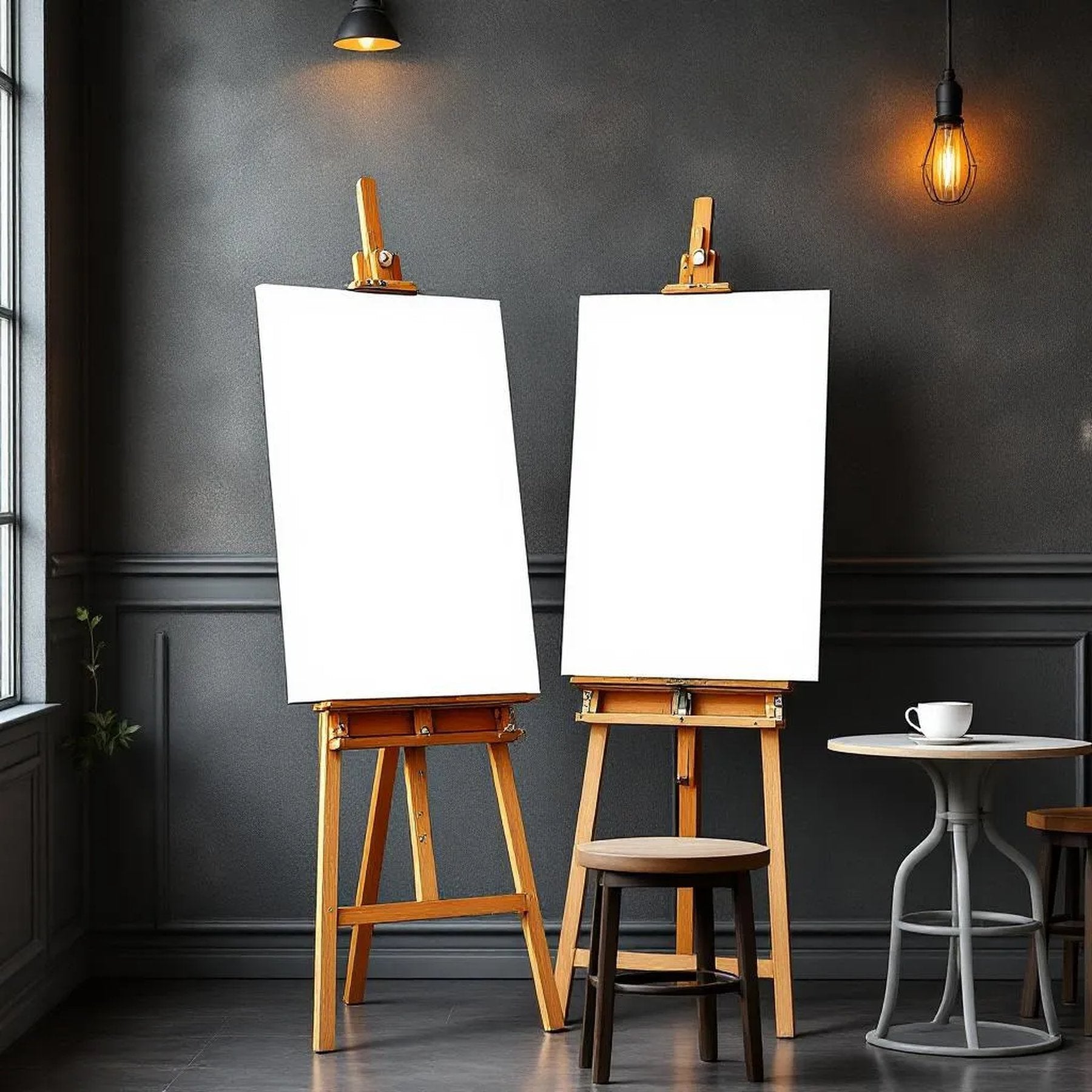 Cafe & Bar Wall Art Mockup — Plain Square Frame Portrait 2:3 — Perspective View — #03064 | MockupBulk