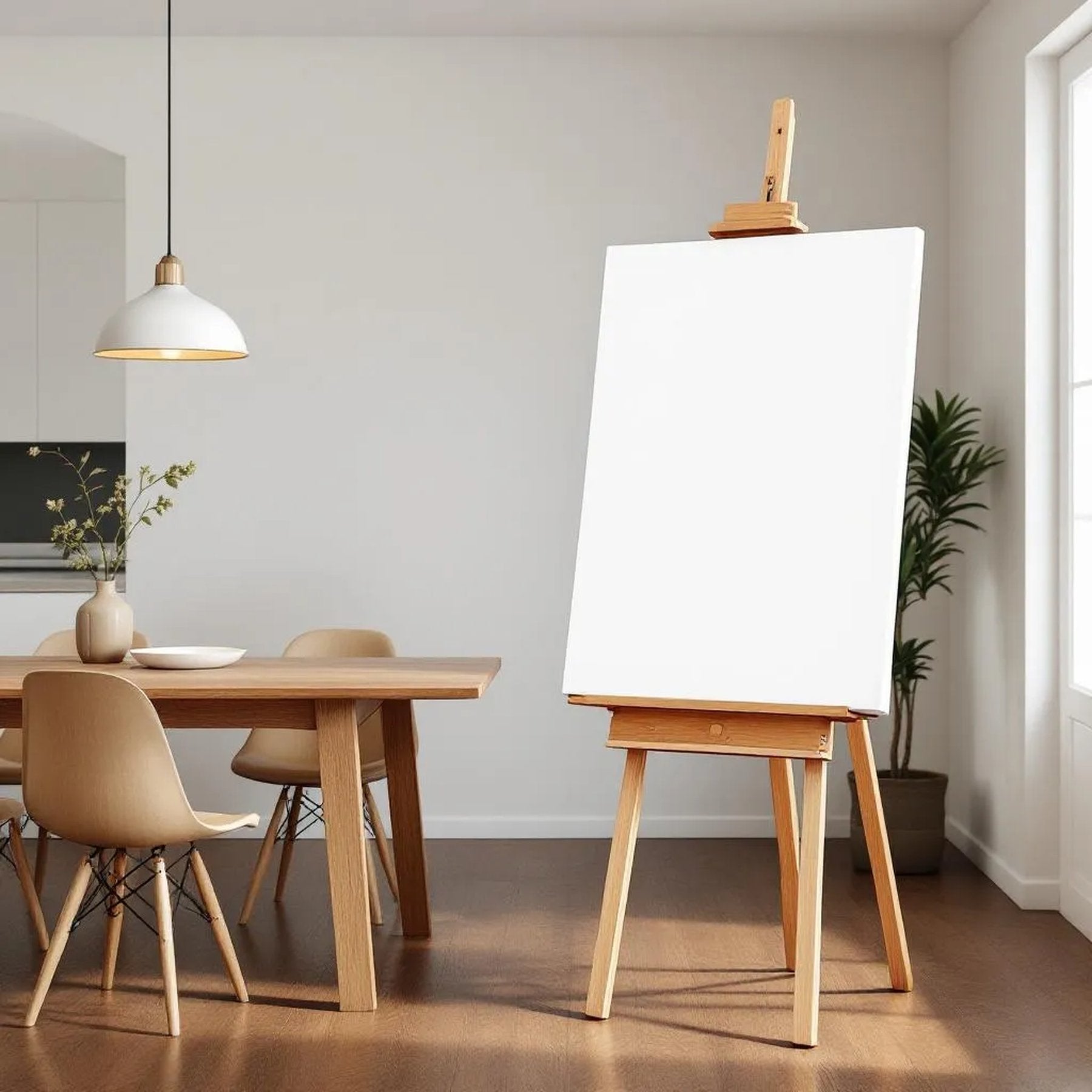 Dining Room Wall Art Mockup — Plain Square Frame Portrait 5:7 — Perspective View — #02989 | MockupBulk