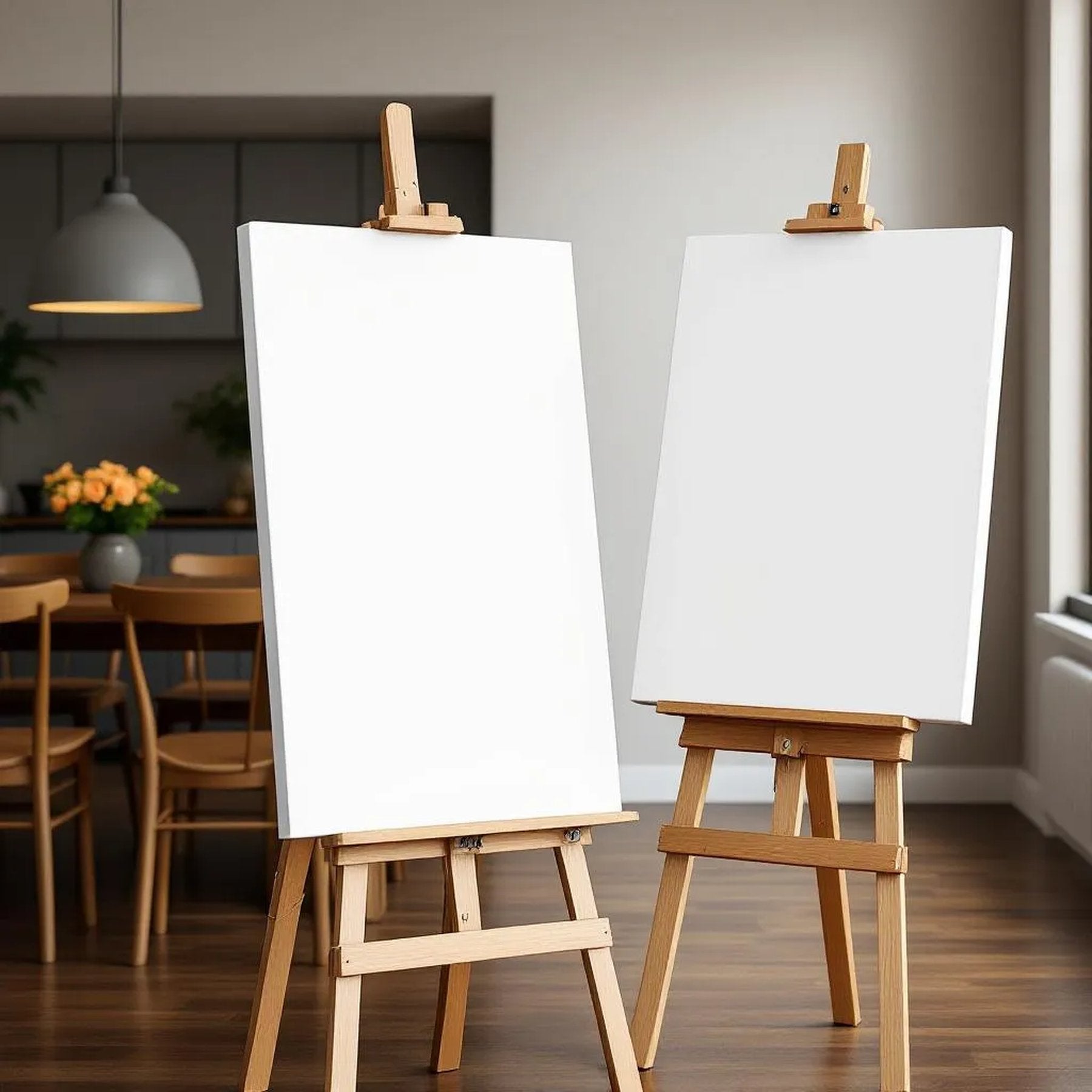 Dining Room Professional Frame Mockup — Plain Square Frame Portrait 2:3 — Perspective View — #02992 | MockupBulk