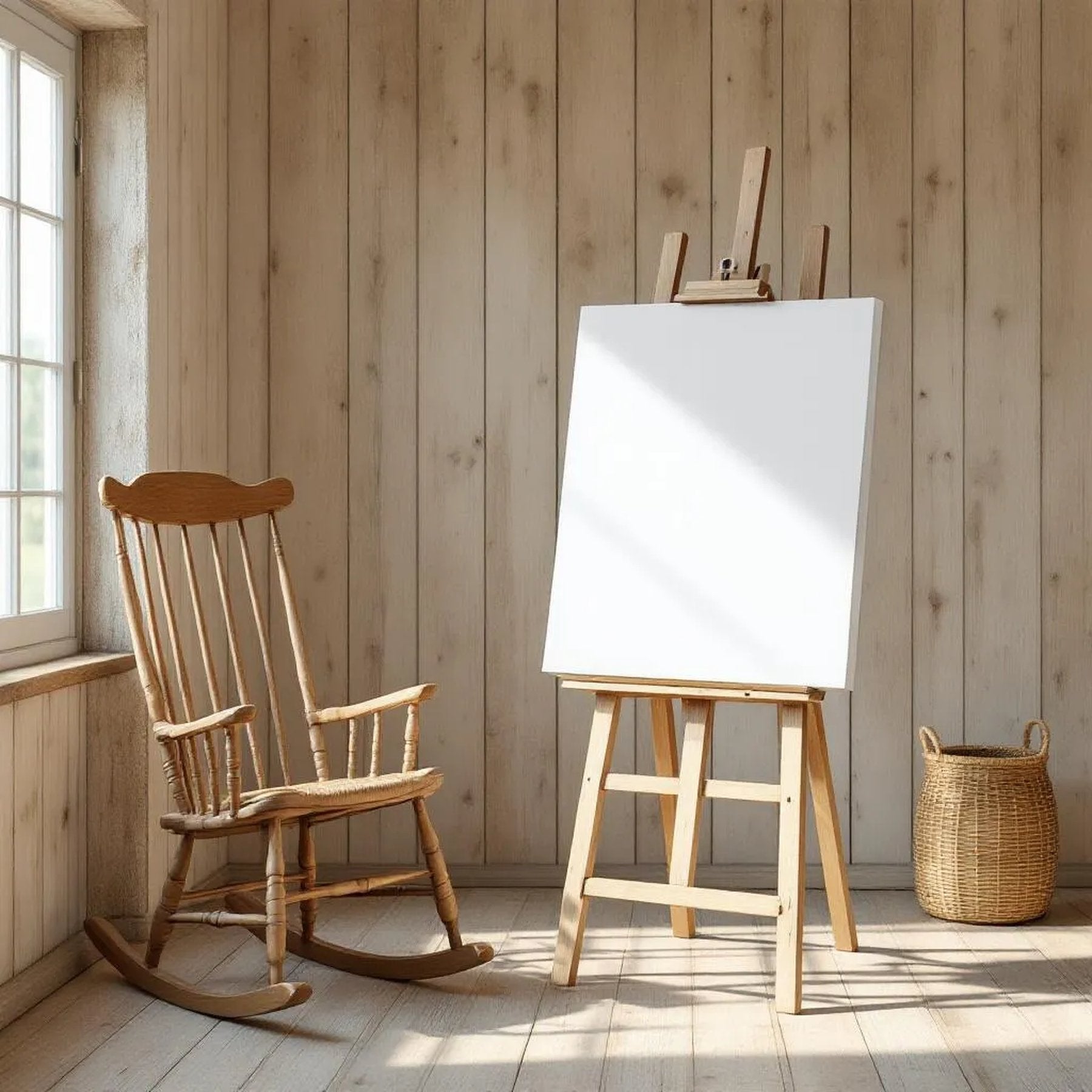 Farmhouse Wall Art Mockup — Plain Square Frame Portrait 2:3 — Perspective View — #03183 | MockupBulk