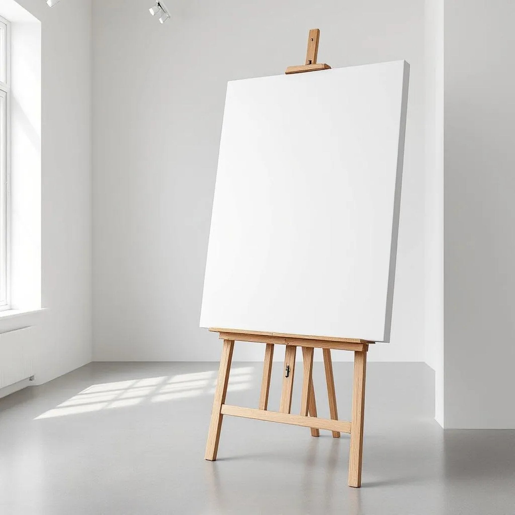 White Gallery Wall Frame Display Mockup — Plain Square Frame Portrait 4:5 — Perspective View — #02848 | MockupBulk