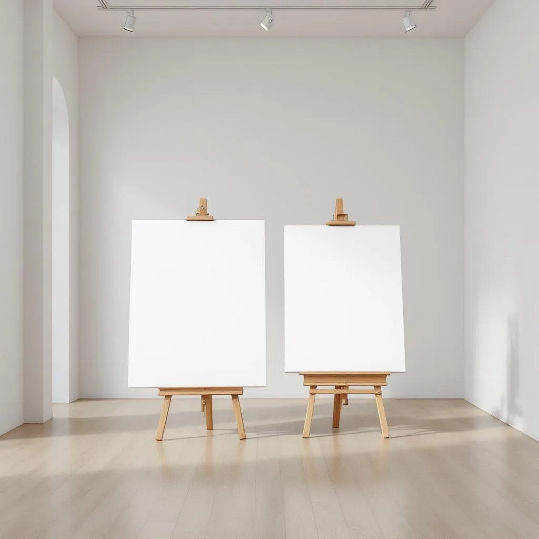 White Gallery Wall Frame Display Mockup — Plain Square Frame Portrait 4:5 — Perspective View — #02850 | MockupBulk