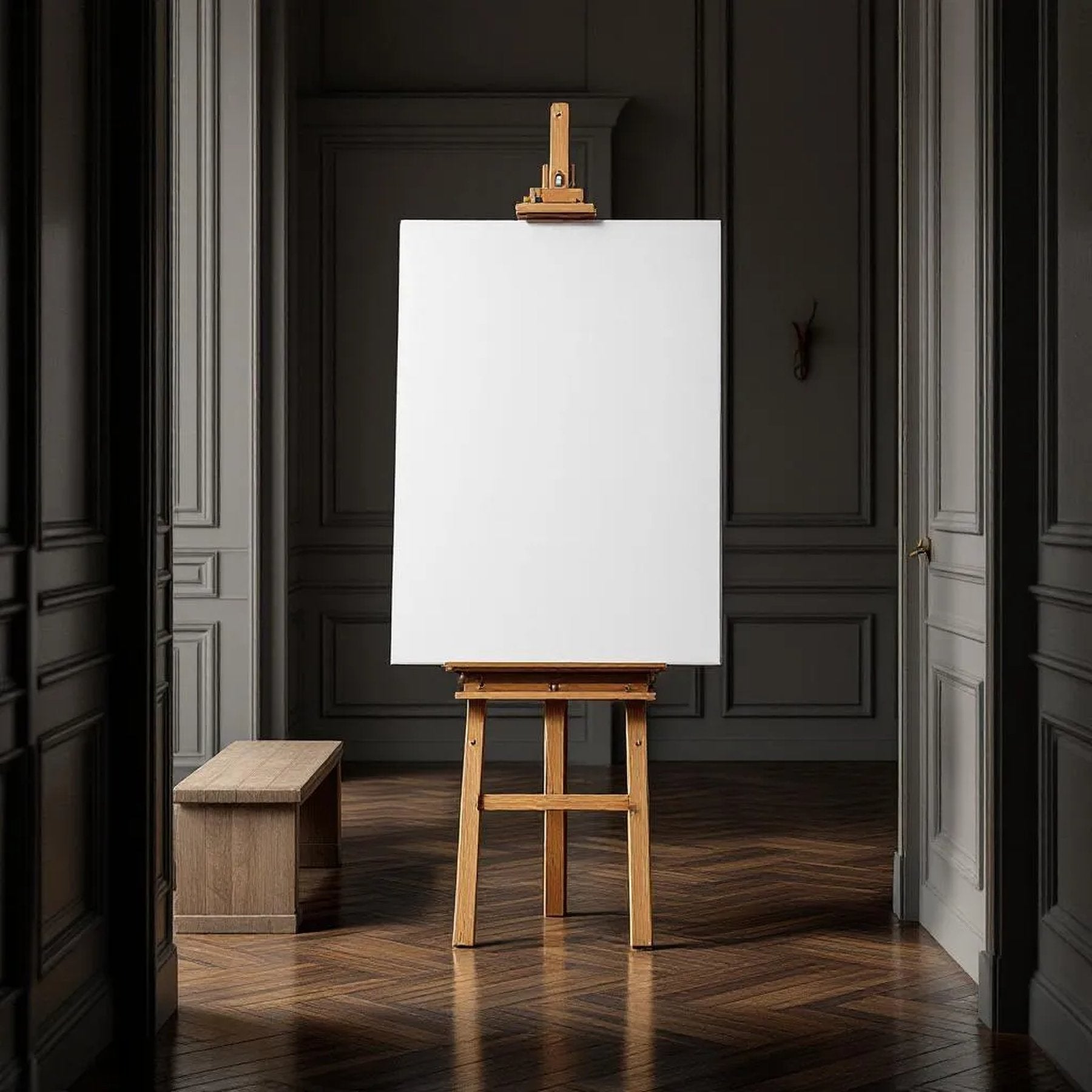 Hallway High-Res Frame Mockup — Plain Square Frame Portrait 2:3 — Perspective View — #02966 | MockupBulk