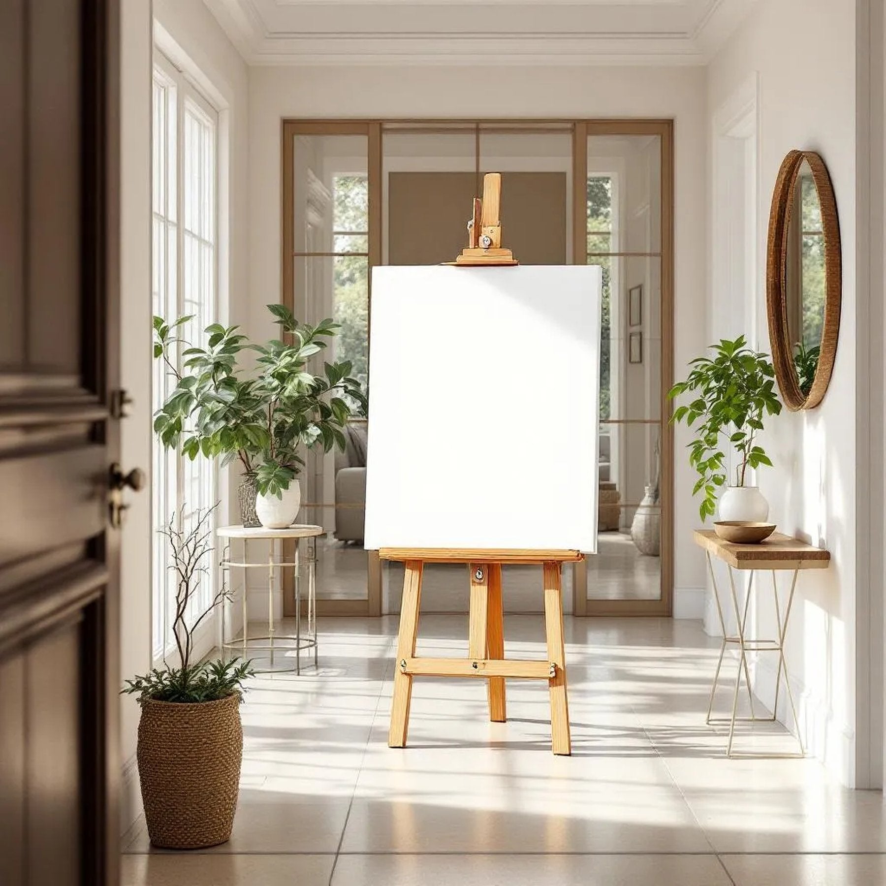 Hallway Interior Frame Mockup — Plain Square Frame Portrait 2:3 — Perspective View — #02967 | MockupBulk