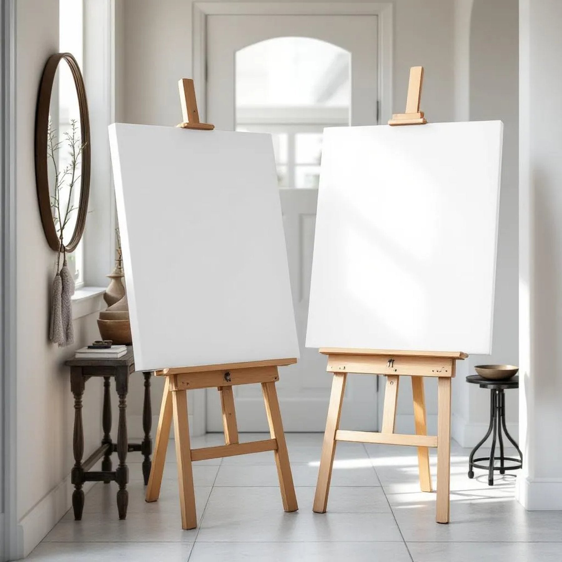 Hallway Styled Room Mockup — Plain Square Frame Portrait 2:3 — Perspective View — #02970 | MockupBulk