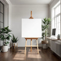 Home Office Premium Interior Mockup — Plain Square Frame Portrait 5:7 — Perspective View — #02943 | MockupBulk