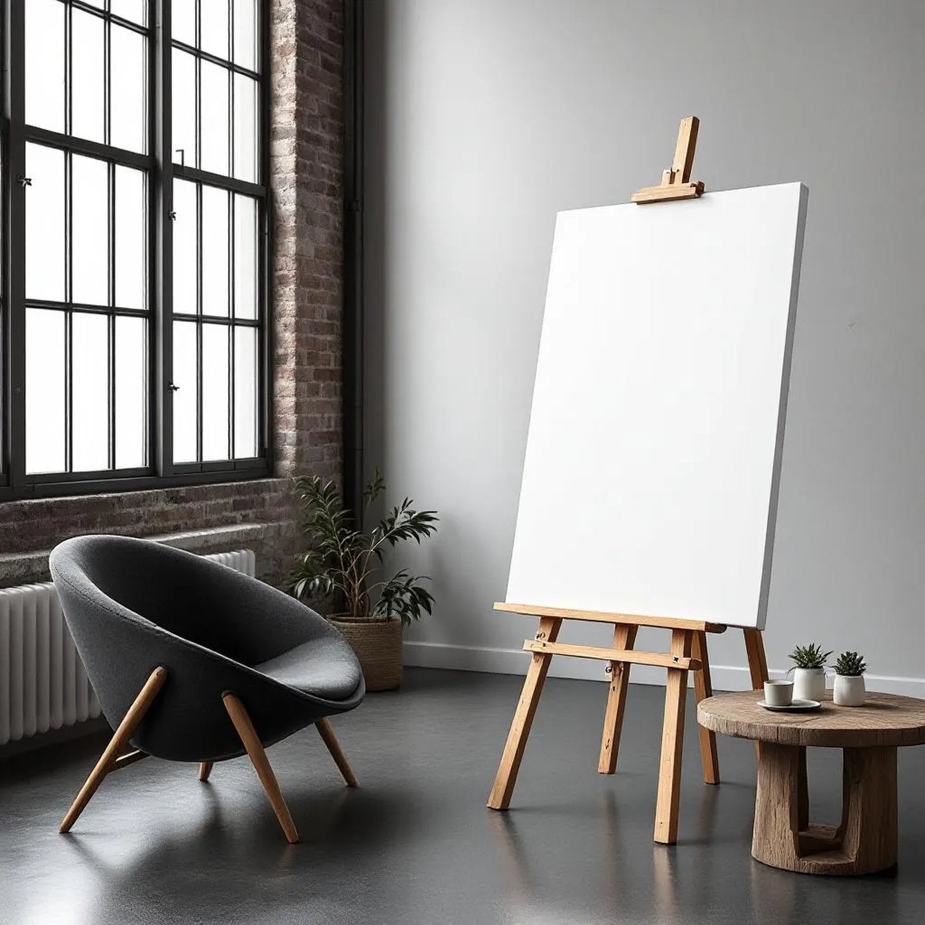 Industrial Loft Professional Frame Mockup — Plain Square Frame Portrait 4:5 — Perspective View — #02750 | MockupBulk