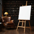 Library & Study Editorial Room Mockup — Plain Square Frame Portrait 4:5 — Perspective View — #03085 | MockupBulk
