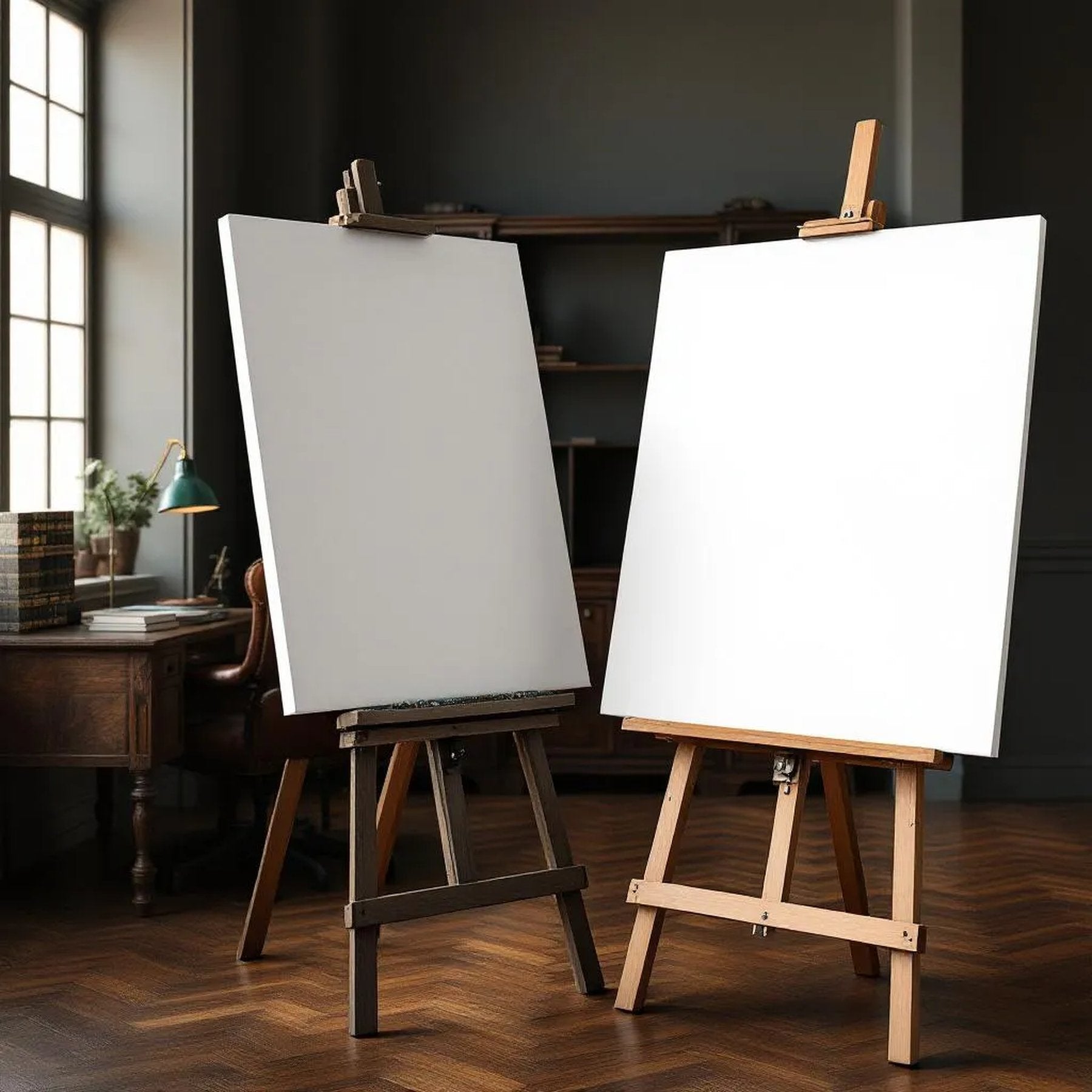 Library & Study Editorial Room Mockup — Plain Square Frame Portrait 4:5 — Perspective View — #03086 | MockupBulk