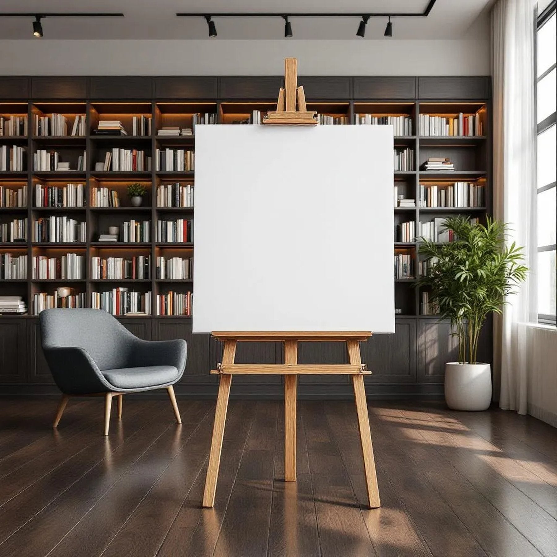 Library & Study Professional Frame Mockup — Plain Square Frame Square 1:1 — Perspective View — #03087 | MockupBulk
