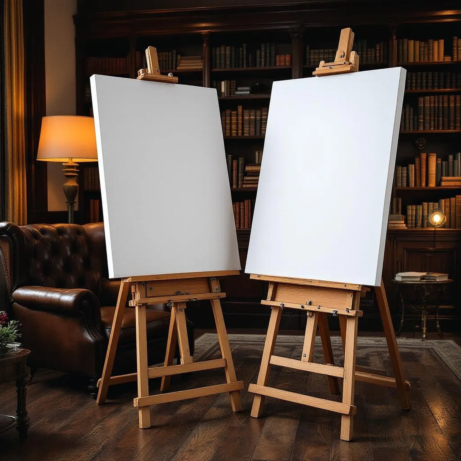 Library & Study Premium Interior Mockup — Plain Square Frame Portrait 2:3 — Perspective View — #03088 | MockupBulk