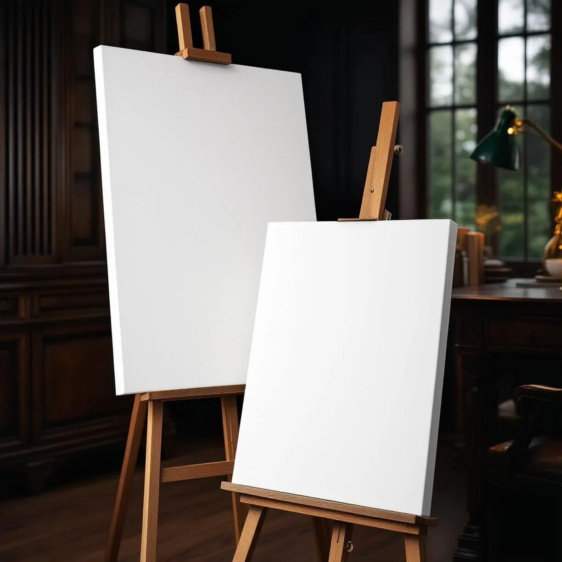 Library & Study Editorial Room Mockup — Plain Square Frame Square 1:1 — Perspective View — #03089 | MockupBulk