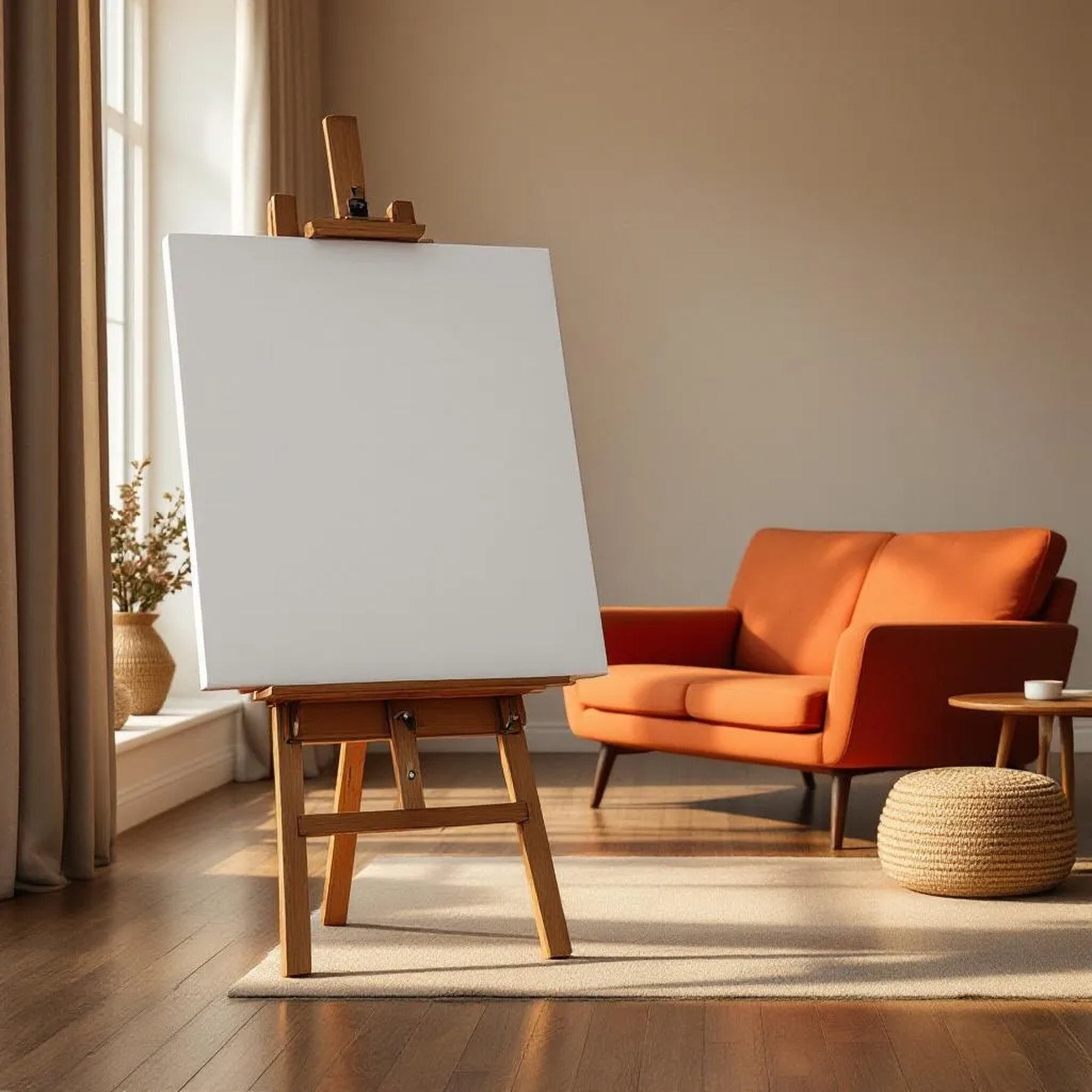 Mid-Century Modern Wall Art Mockup — Plain Square Frame Portrait 2:3 — Perspective View — #03158 | MockupBulk