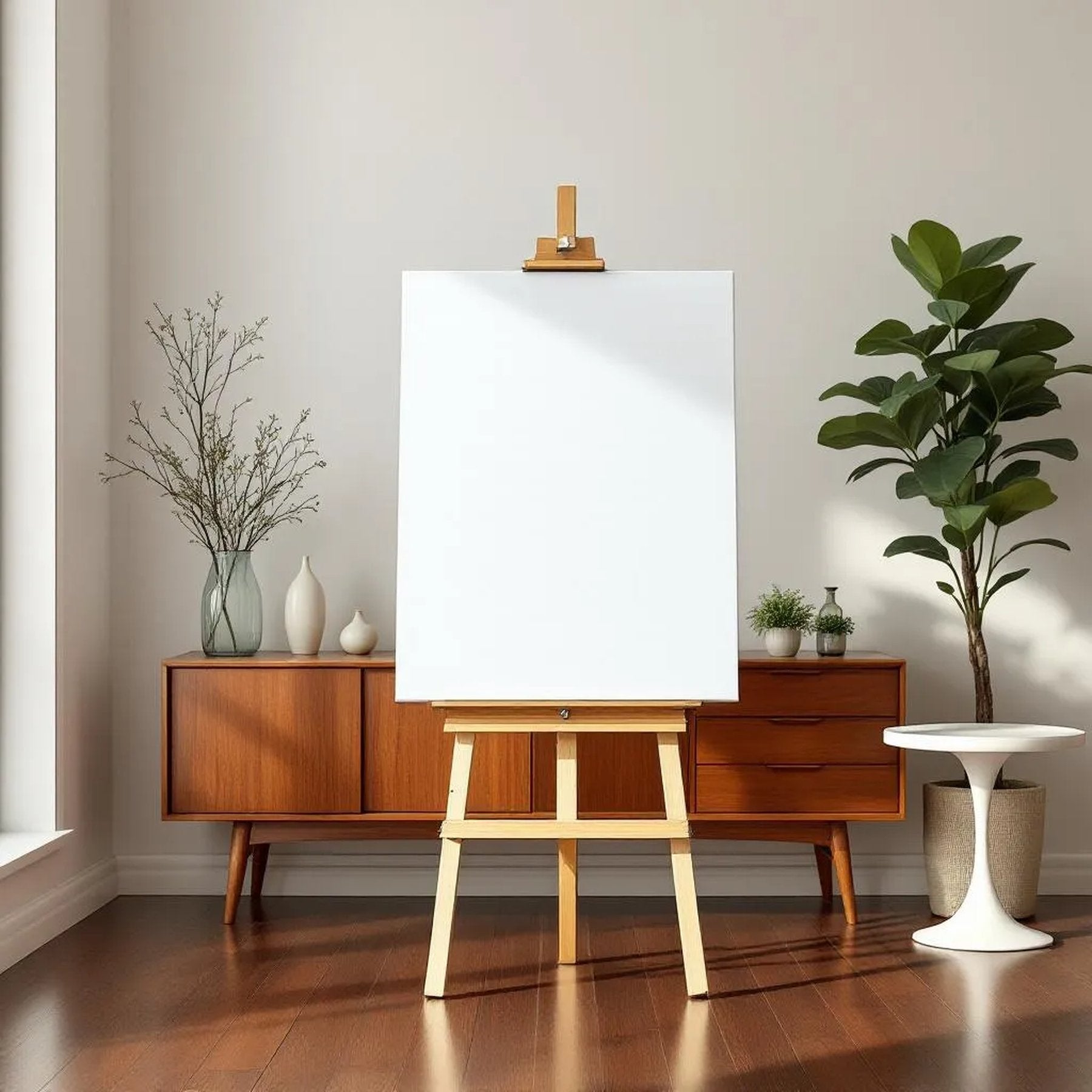 Mid-Century Modern Professional Frame Mockup — Plain Square Frame Portrait 2:3 — Perspective View — #03159 | MockupBulk