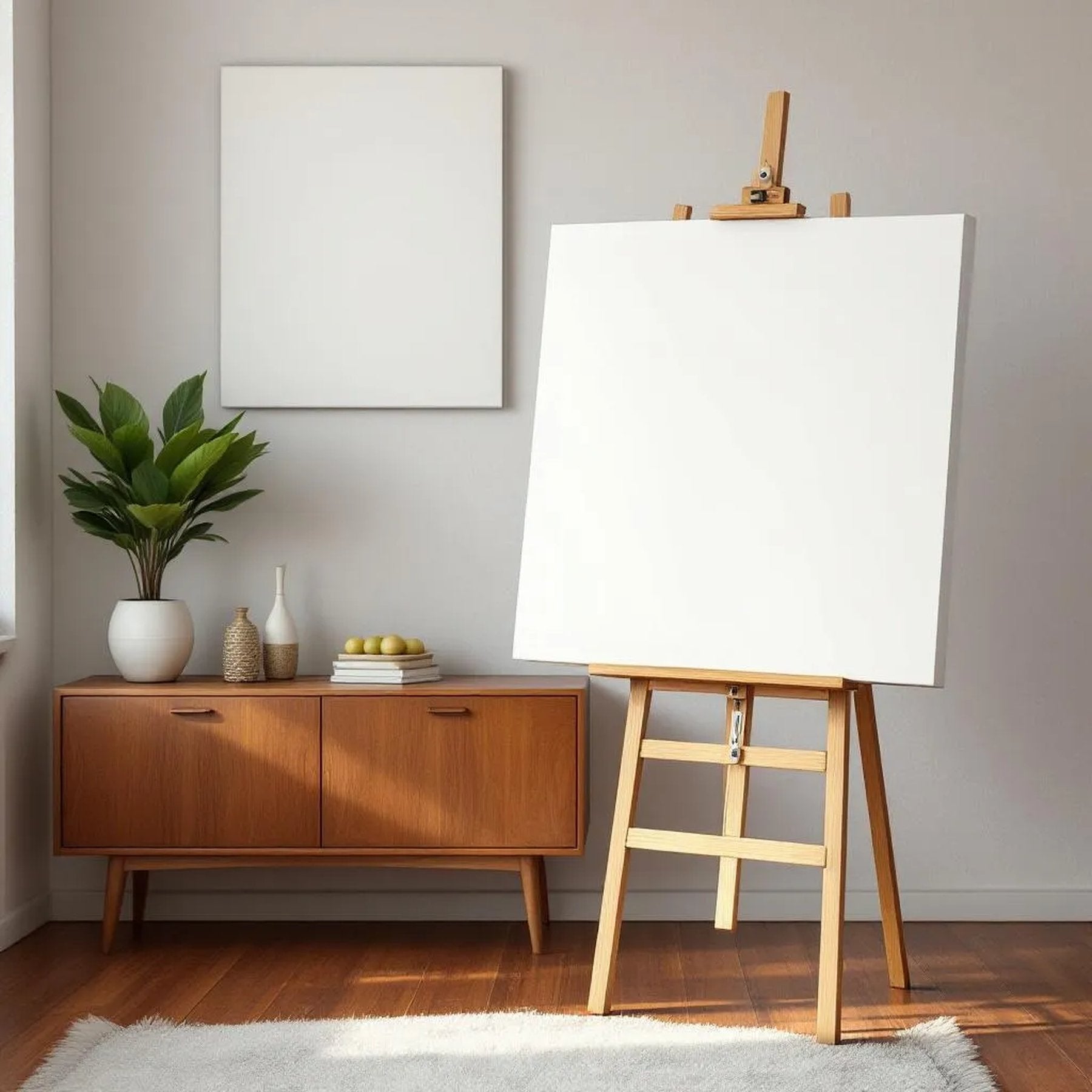 Mid-Century Modern Professional Frame Mockup — Plain Square Frame Portrait 2:3 — Perspective View — #03162 | MockupBulk
