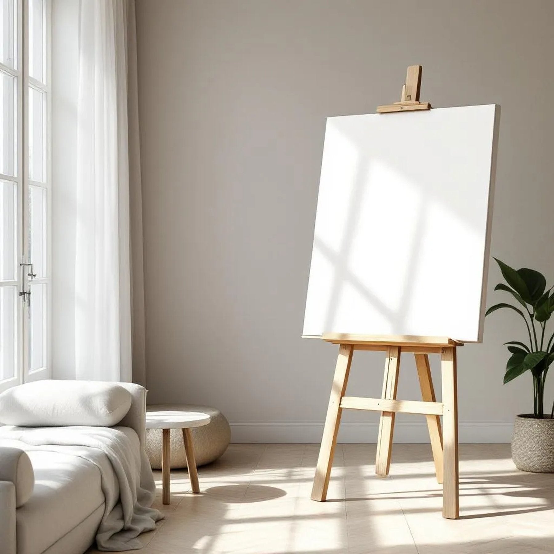 Minimalist White High-Res Frame Mockup — Plain Square Frame Portrait 2:3 — Perspective View — #02703 | MockupBulk