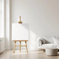 Minimalist White Editorial Room Mockup — Plain Square Frame Portrait 2:3 — Perspective View — #02706 | MockupBulk