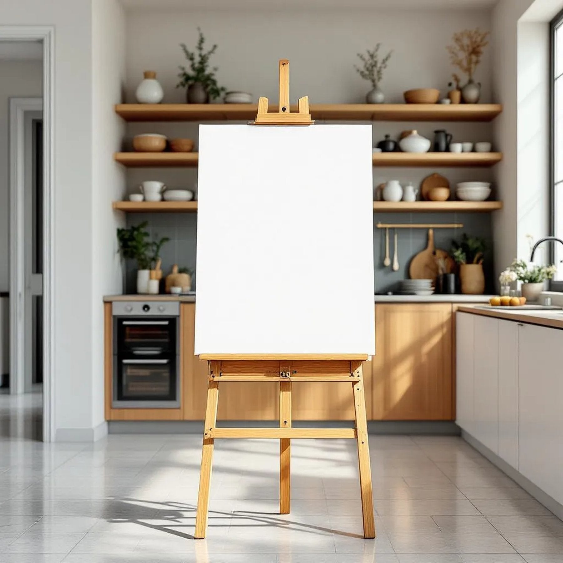 Modern Kitchen Professional Frame Mockup — Plain Square Frame Portrait 2:3 — Perspective View — #03110 | MockupBulk