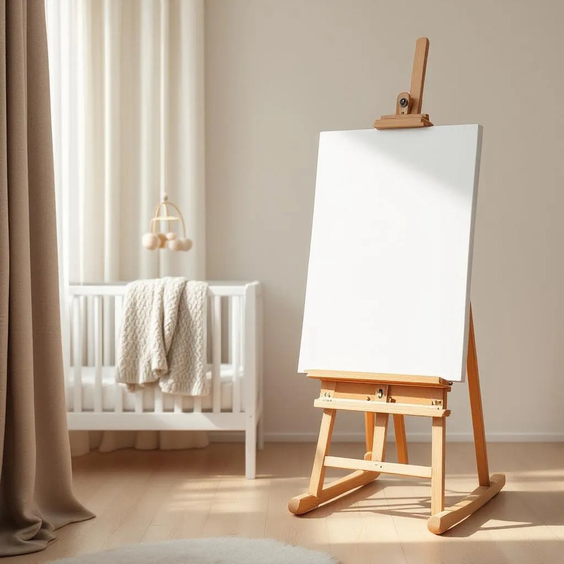 Nursery Wall Art Mockup — Plain Square Frame Portrait 2:3 — Perspective View — #02893 | MockupBulk
