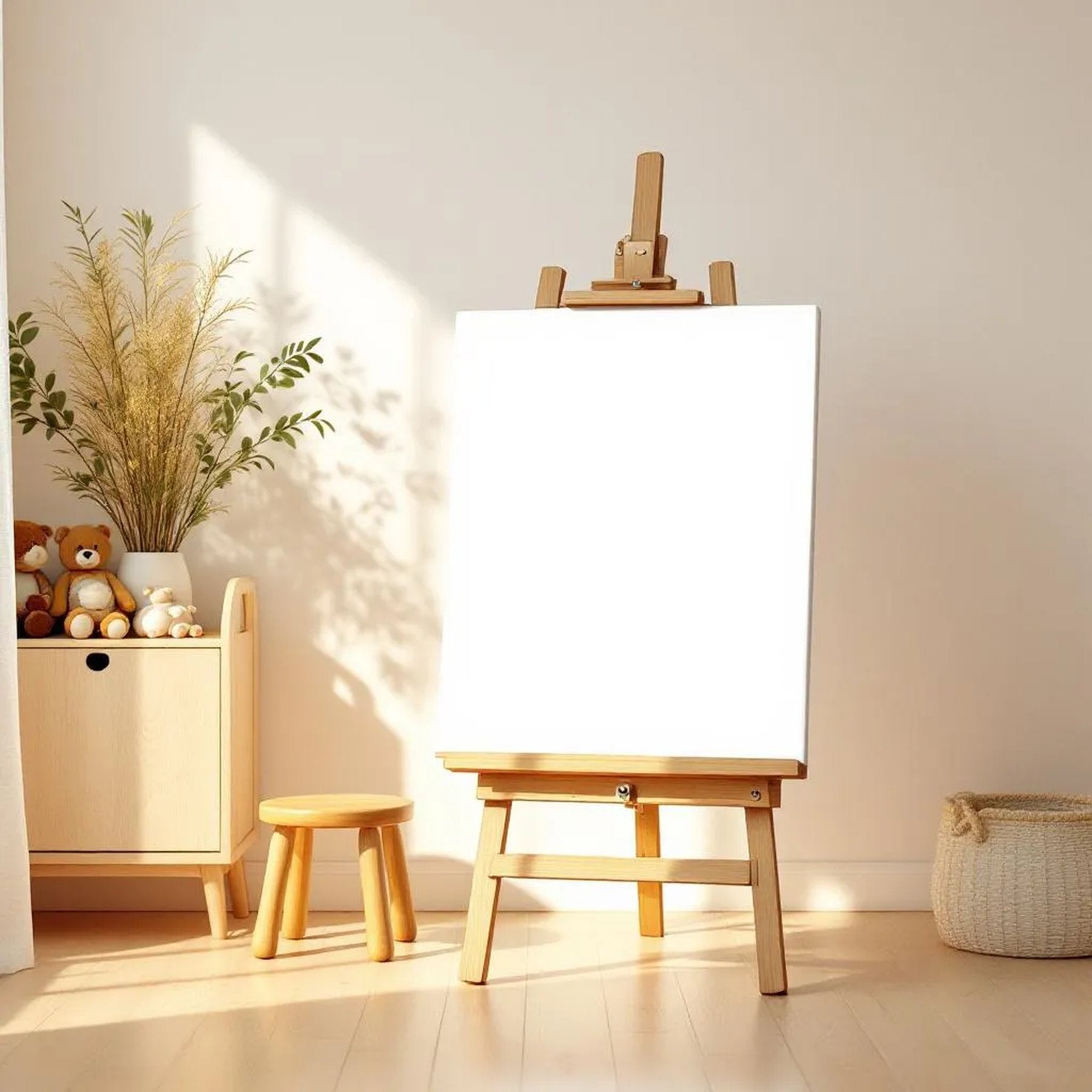 Nursery High-Res Frame Mockup — Plain Square Frame Square 1:1 — Perspective View — #02894 | MockupBulk